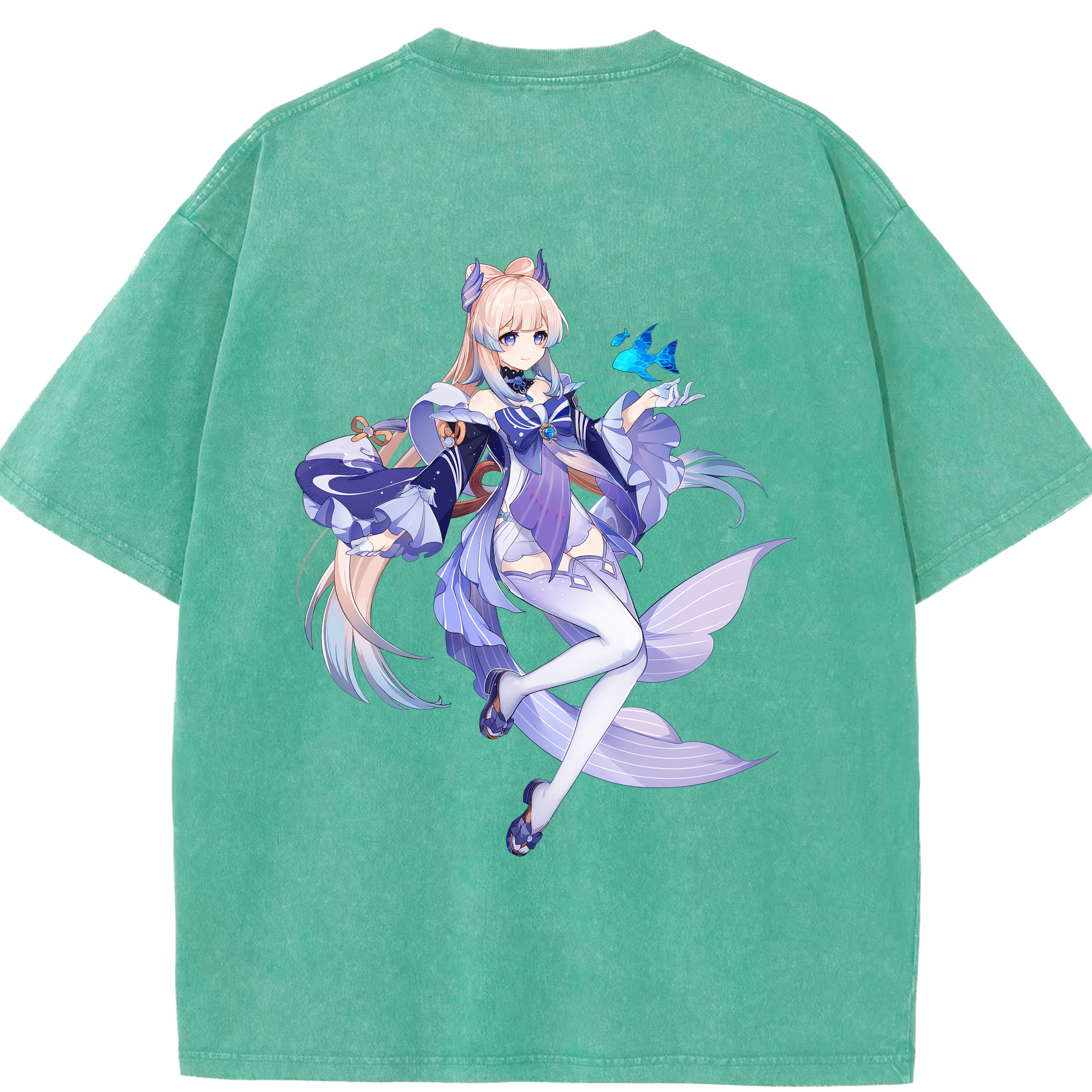 げんし神 珊瑚宮心海 サンゴノミヤ・ココミ genshin Sangonomiya Kokomi 綿100% ヴィンテージ風 半袖Tシャツ（背面プリント）
